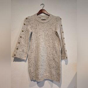 Madewell Donegal Snow Button Sleeve Sweater Dress XS Long Chic Knit Wool Blend